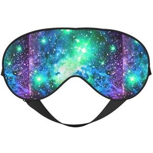 Groen Blauw Paars Galaxy Printing Veelzijdige Sleep Eye Cover Zacht Oogmasker Omkeerbaar voor Meditatie & Reizen Oogmasker Unisex