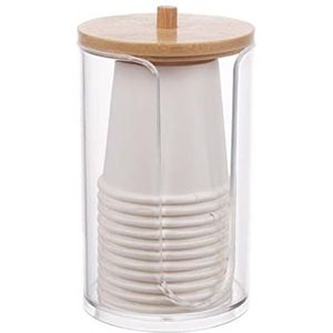 ETZRYSYB Opbergdozen acryl opbergdoos badkamer pot make-up organizer katoen ronde pad houder katoenen wattenstaafje doos dispenser houder (C)