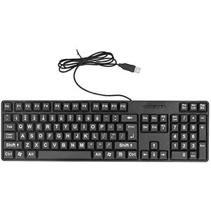 Bedraad USB-toetsenbord, 104 Toetsen Grootletter Computertoetsenbord voor Ouderen, Kinderen, Slechtzienden en Andere Mensen