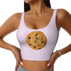 Chocolade Cookie Print Casual Wear Vrouwen Sport Vest Yoga Vest Workout Vest Voor Vrouwen Lichtgewicht Trendy, Zwart, S