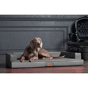 tierlando® Orthopedisch ontwerp hondenbank Gibson Visco kunstleer kubische vorm (GI4- L 100cm, 06 grijs)
