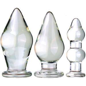 GOYOUTON Super Grote Glazen Bdsm Anale Plug Dildo XXL Prostaat Massage Anale Bal Dilatador Enorme Transparante Glazen Buttplug Anale Kralen Anale Speeltjes for Vrouwen Mannen Homo (Color : Clear, Si