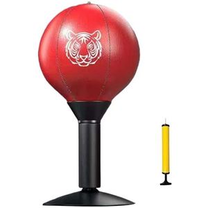 perfeclan Desktop Bokszak Boksbal Heavy Duty Home Gym Training met Zuignap Fitness Mma Hitapparatuur Speed Ball, Rood