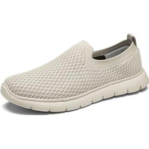 kumosaga Instapsneakers for heren, ademende, comfortabele casual wandelschoenen van mesh, lichtgewicht elastische sportschoenen for heren (Color : Khaki, Size : EU45)