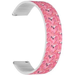 RYANUKA Solo Loop band compatibel met Ticwatch E3, C2 / C2+ (Onyx en platina), GTH/GTH Pro (aquarel roze flamingo), snelsluiting, 20 mm rekbare siliconen band, accessoire, Siliconen, Geen edelsteen