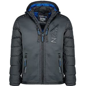 Geographical Norway Beachwood Men Winterjas met capuchon voor heren, parka, warme donsjacks, gewatteerde jas, warme voering, donkergrijs, 3XL