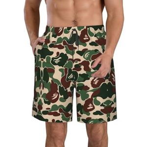 FRGMNT Auto's Patroon Print Mannen Sneldrogende Zwemmen Shorts Strand Korte Board Spa Trunks Stretchy Gym Shorts Surfen Korte, Camouflage Groen, XXL