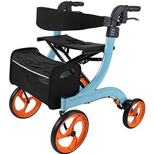 Rollators voor senioren, aluminium rollator met ingebouwde remkabel, met 8"" grote wielen, gevoerde zitting en rugleuning, lichtgewicht mobiliteitshulpmiddel voor volwassen ouderen (A) Decoration