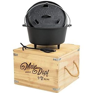 BBQ-Toro Dutch Oven ++ Mein Dopf ++ | speciale editie met houten kist en deksellifter + kleine verrassing, reeds ingebrand - preseasoned | gietijzeren kookpan | braadpan met deksel