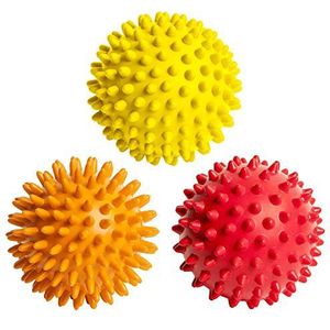 Octorox Stekelige massageballen voet rug schouder - 3 kleine spike-rollers, plantaire fasciitis pijnbehandelingspakket, spiked fasciaris boogberichtenset, zachte, harde fitness acu-druk stekelpunten
