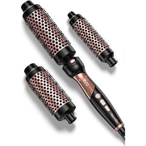 Terviiix Thermal Brush Set 3-in-1, 9 temps Heiße Bürste für mittleres bis dickes und grobes Haar, schnell aufheizende keramische Hot Brush, austauschbare Thermobürste, Dual-Spannung