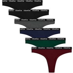 Libella String dames katoenen onderbroek met lage taille 6 stuks 3207, meerkleurig-8, S