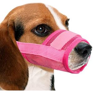 YAODHAOD Nylon mesh ademende hondenmondbedekking, snelpassende hondenmuilkorf met verstelbare riemen, mondbedekking voor huisdieren, om bijten en schreeuwen te voorkomen om onbedoeld eten te voorkomen