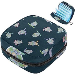 MUOOUM Zeeschildpad patroon maandverband opbergtas menstruatie pad tas draagbare menstruatie cup zakje met rits voor tiener meisjes vrouwen dames
