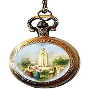 Christian Virgin Maria glas Art foto pocket horloge ketting Religieuze Amulet Accessoires Party Sieraden