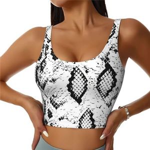 Snake Skin Zwart-wit Print Comfortabele Vrouwen Sport Vest Yoga Workout Vest voor Vrouwen Lichtgewicht Zomer, Zwart, S