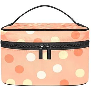 Make-up Organizer Bag, Travel Makeup Bag Organizer Case Draagbare Cosmetische Tas voor Vrouwen en Meisjes Toiletartikelen Oranje Polka Dots, Meerkleurig, 22.5x15x13.8cm/8.9x5.9x5.4in