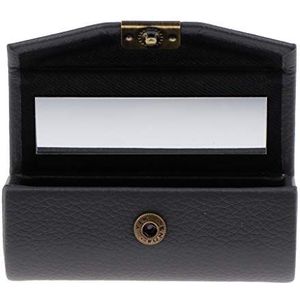 Lederen Lipstick Case Houder Opbergdoos Spiegel Portemonnee Pocket Lichtblauw Groen, Grijs, 9 CM, als beschrijving