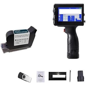 Mini Inkjet Printer 12,7 mm labelprinter, QR-strip batchcodenummer Logo handheld inkjetprinter, 25 talen draagbaar instelbare afdrukhoogte(With 1 cartridge)