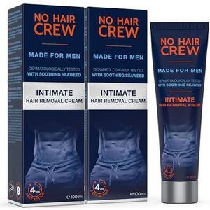 NO HAIR CREW Ontharingscrème Intiem Man Voordeelverpakking (2 x 100 ml) – Zachte en effectieve ontharing voor de intieme zone zonder scheerirritatie, dermatologisch getest