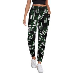 St. Patrick's Day Ierse Amerikaanse vlag dames joggingbroek running joggingbroek casual broek elastische taille lang met zakken