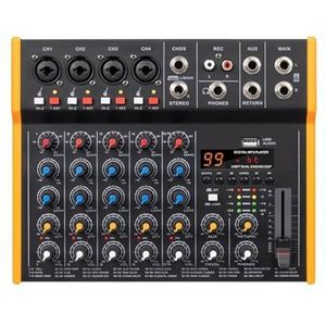 R4/R6 Draagbare Multifunctionele Audiomixer, 6,5 Mm Uitgang, 99 Effecten, USB-ingang, Geschikt For Bands, Conferenties En Vergaderingen Breed Toepasbaar(R6)