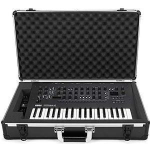 Analoge koffers UNISON koffer voor Korg Minilogue/Minilogue XD of soortgelijke synthesizers (draagtas, aluminium hoekbeschermer, gewatteerde deksel met handvat), Zwart