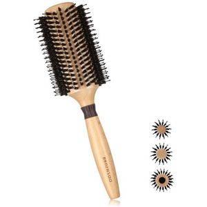 BRUSHZOO Ronde borstel, ronde borstel van zwijnenhaar om te föhnen, glans/volume toe te voegen, haarglans met 100% pure zwijnharen en nylon pinnen voor styling, krullen en rechttrekken (6,5 cm)