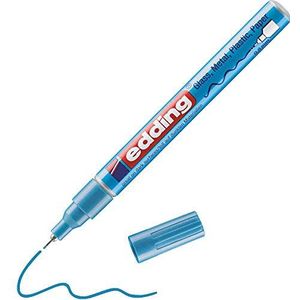 edding 780 glanslakmarker - licht-blauw metallic - 1 verfstift - extra fijne punt 0,8 mm - verfpen voor glas, stenen, hout, plastic, papier - waterproof, hoge dekking