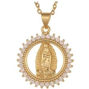 Religieuze sieraden for dames Koper Microset Zirkonia Madonna Hanger Gelovige ketting Feestvakantiecadeaus (Color : 45cm_D212-1)