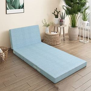 GZDZ Dik schuimvouwmatras, enkel opvouwbaar logeerbed, futon tatami slaapmat met afneembare hoes voor kantoor (lichtblauw, 70 x 200 x 8 cm)