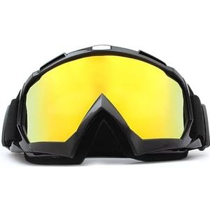 AYKANING Motorbril, motorbril, skibril, winter, sneeuw, fietsen, sportbril, uv-bescherming, voor heren en dames, skiën, snowboarden, motorcrossbril (kleur: imitatie rode lens)