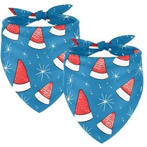 Hond Bandanas, Bruiloft Foto Prop, Vierkante Slabbetjes Huisdier Accessoires, 2-Stk, Cartoon Kerst Blauw Rode Hoed, Hond Sjaal