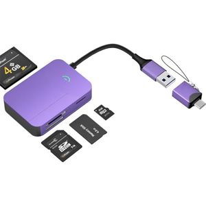 IVSHOWCO Geheugenkaartlezer, USB-C en USB 3.0 naar SD MS CF-kaartlezer, ondersteunt SD/SDHC/MMC/Micro SDXC/MS/MS Pro/CF, compatibel met iPhone 15, MacBook Pro/Air 2023, iPad Pro, S23