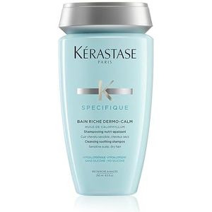 Kérastase Spécifique, Bain Riche Dermo-Calm, Reinigende en Verzachtende Shampoo, Met Calophyllumolie en Glycerine, Voor Een Gevoelige Hoofdhuid en Droog Haar, 250 ml