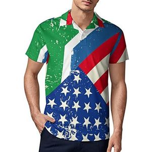 Amerikaanse Zuid-Afrika vlag mannen golf polo shirt zomer korte mouw T-shirt casual sneldrogende T-shirts 4XL