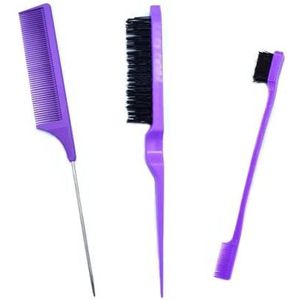 3 stks/partij Dubbelzijdige Rand Controle Haar Kam Haar Styling Haarborstel Accessoires Nieuwe Borstel Kam Styling Partitie Kam (Maat: PAARS)