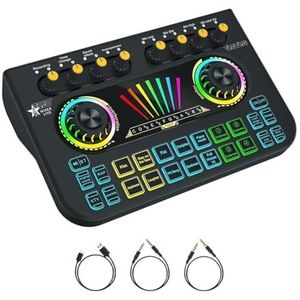 Gaming Audio Mixer, Streaming Mixer Met Audio Interface BT Sound Board Voice Changer Geluidskaart, For PC Telefoon Live Streaming Breed Toepasbaar