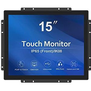 GreenTouch 15 Inch Open-Frame Touchscreen LCD-Monitor - Capacitieve Pcap - 1024x768-5:4 - Zwart