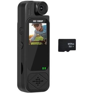 Oiqippnbv 1080 P HD Mini Camera met 64 GB TF-kaart Draaibare Infrarood Nachtzicht Digitale Video Recorder Recorder Body Camera