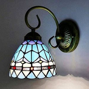 Eenvoudige Barok Wandlamp, Zonnebloem Stijl Tiffany Wandlamp, Retro Gekleurde Glazen Spiegel Spotlight