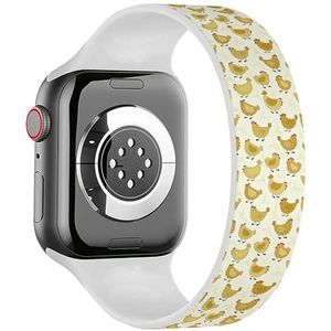Solo Loop band compatibel met alle series Apple Watch 42 / 44 / 45 / 49 mm (gele kippen cartoon) rekbare siliconen band band accessoire, Siliconen, Geen edelsteen