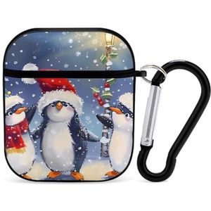 Pinguïn Kerstdag Leuke Case voor AirPods 2&1 Schokbestendige Beschermende Hoofdtelefoon Gevallen Cover Met Sleutelhanger voor Mannen Vrouwen