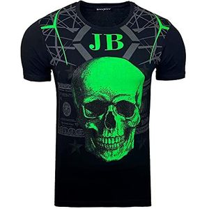 Baxboy Heren Allover Print Ronde Hals Korte Mouw T-Shirt Katoen Shirt Special RD-1828, 2306, zwart, L