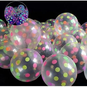 10 stks/partij 12 inch UV Neon Glow Latex Ballonnen Ster Fluorescerende Lichtgevende Helium Ballonnen Blacklight Verjaardagsfeestje Decor Supplies-dot print-12 inch