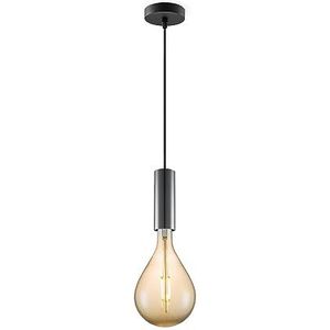 Home Sweet Home Moderne Hanglamp zwart Saga Pear | G160 | lengte 100cm | Amber | hanglamp met LED lamp | 4W 400lm 2700K dimbaar | Pendellamp geschikt voor woonkamer, slaapkamer