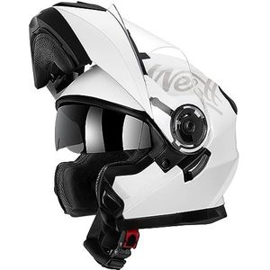 WESTT Torque X Integraalhelm voor motorfiets, wit, opvouwbare motorhelm, schokbestendige motorhelm, integraalhelm voor heren en dames, scooterhelm, ECE-gecertificeerd, maat L (59-60cm)