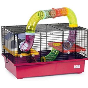Decorwelt Hamsterstokken, roze, buitenmaten, 49 x 32,5 x 44, knaagkooi, hamster, plastic kleine dieren, kooi met accessoires