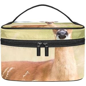 Herten patroon make-up organizer tas, reismake-up tas organizer case draagbare cosmetische tas voor vrouwen en meisjes toiletartikelen, Meerkleurig, 22.5x15x13.8cm/8.9x5.9x5.4in