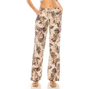 Cali1850 Dames Casual Linnen Broek - Trekkoord Gesmokte Taille Oceanside Lounge Strandbroek met Zakken, Paars Roze, S